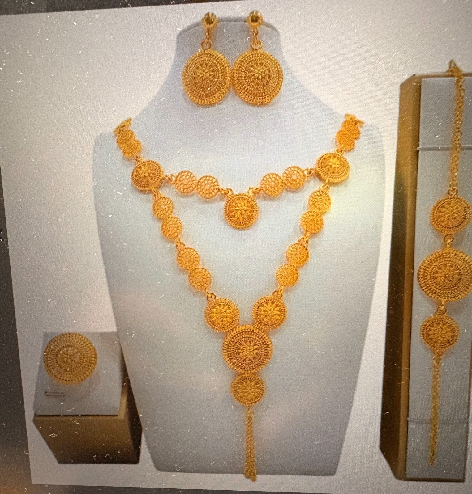 24K Gold Color Plated Necklace Earrings Fashion Fine Jewelry Sets for Women