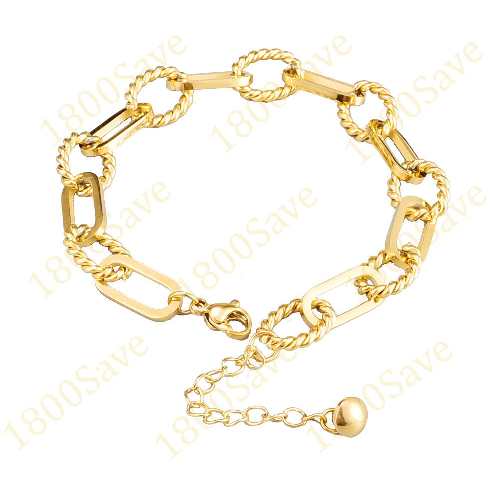 18K Gold Filled Tarnish-Resist Nickel/Lead-Free Rounded Rectangle Link Bracelet