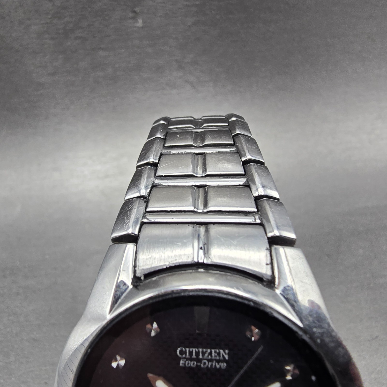 Citizen Eco-Drive Watch Men 37mm Black Dial Silver Tone Date E111-S058481 Runs