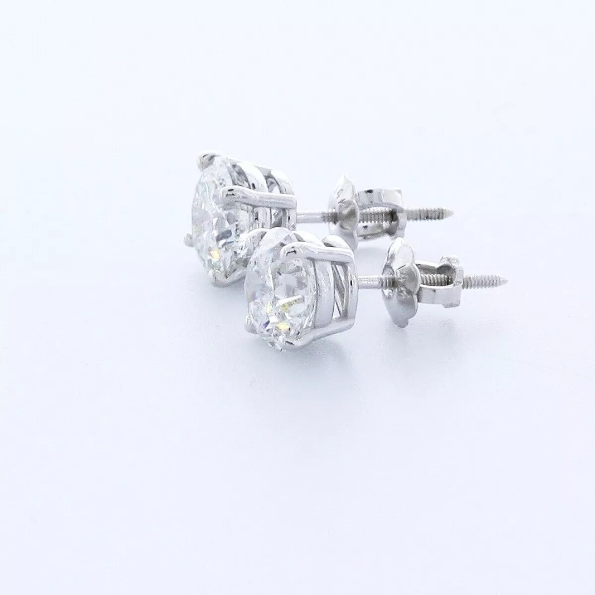 Solid 14K Yellow Gold Stud Earrings Classic 1.80 CT Round Natural Diamond F SI1
