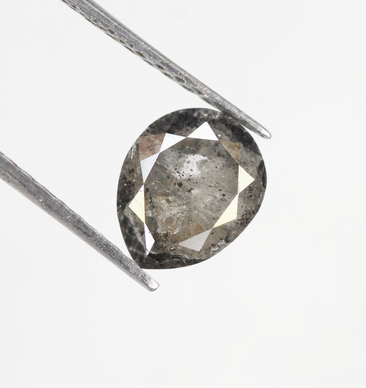 0.98 CT 6.9 MM Natural Loose Pear Salt And Pepper Diamond Grey Color Pear Shape