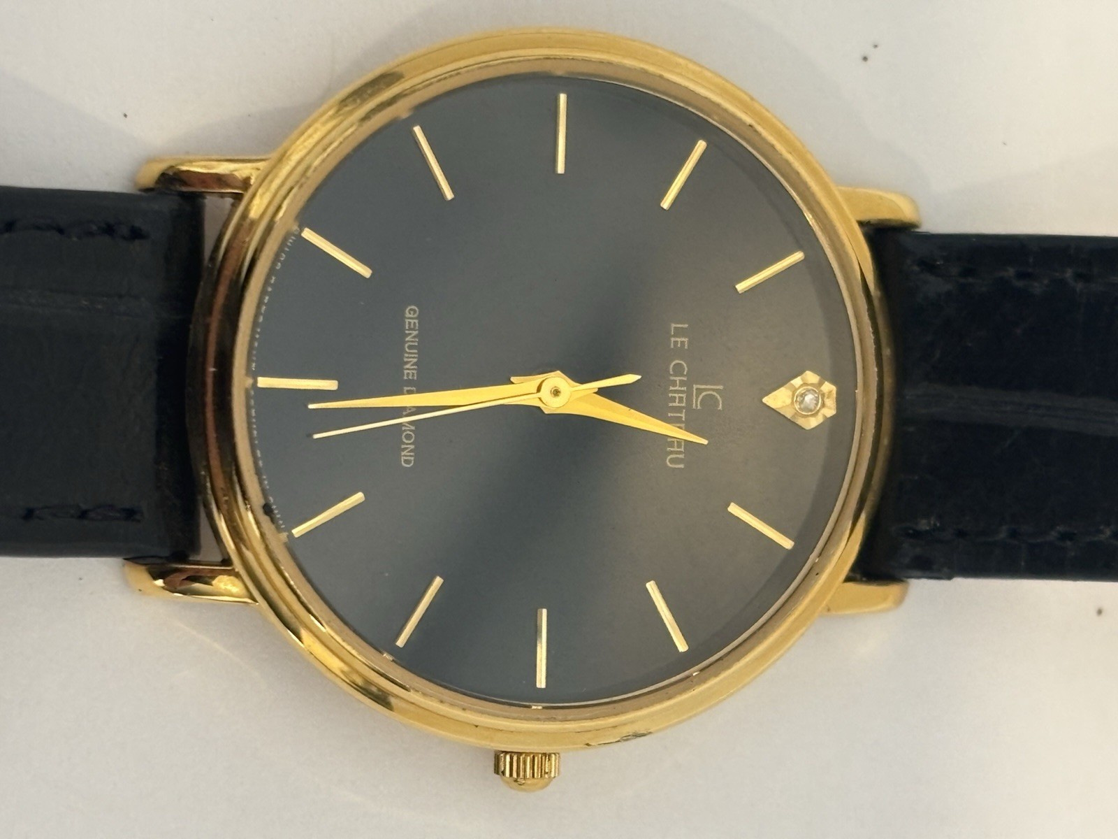 Vintage C. 1990s-2000s Le Chateau Men’s Diamond Accented 18K Gold Plated Watch