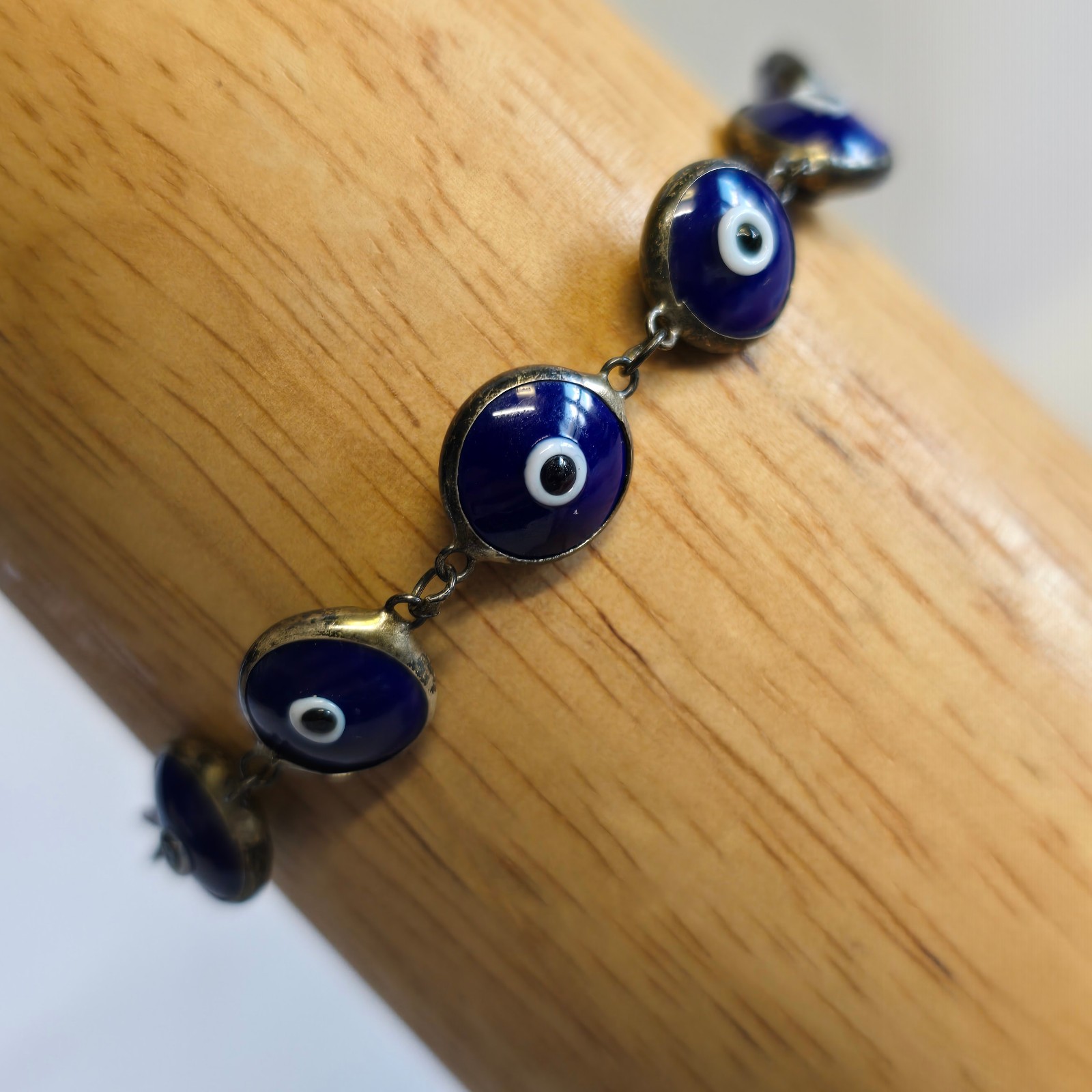 Sterling Silver Evil Eye Bracelet 7.83g Fine Jewelry 7.25″ Lobster Clasp