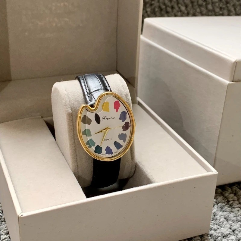 Y2K Paint Board Art Women Watch Student Vintage Retro Quartz Wristwatch Gift