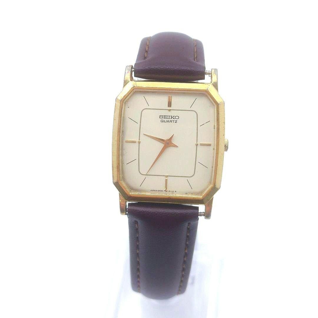 Good Condition SEIKO Boys Men s Watch Octagon New Belt Gold Square Working Item