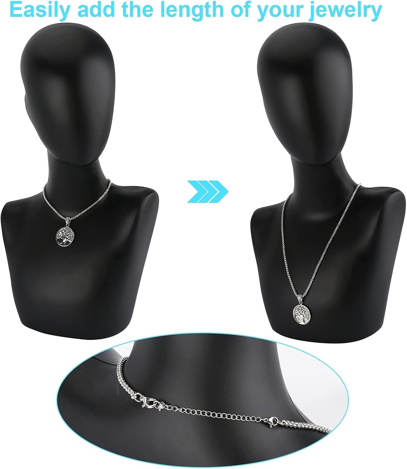 Luxury 12 PCS Stainless Steel Necklace Extenders – 6 Colors, 1-6 Inch Options