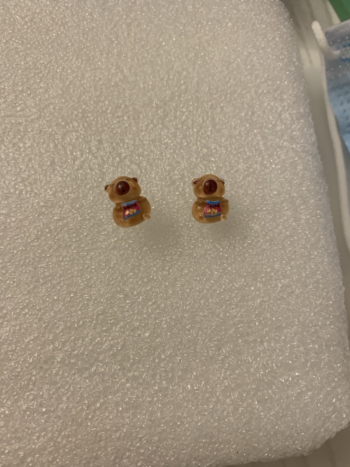 Cute Capybara Chips Resin Stainless Steel Post Stud Earrings