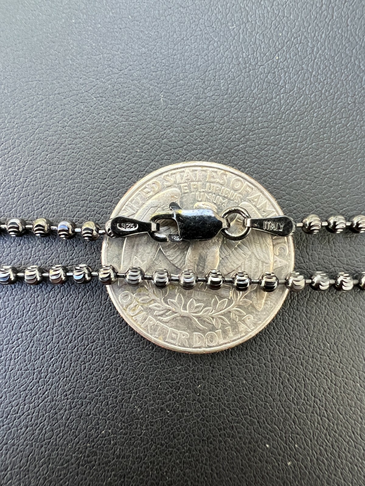 Ball Moon Bead Chain 2.5mm Necklace Black Rhodium Over Real 925 Sterling Silver