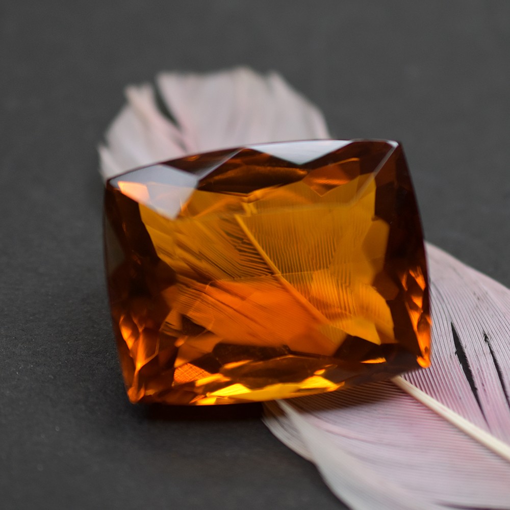 Natural Fire Orange Topaz Pendant Size Certified 60 Ct Cushion Loose Gemstone