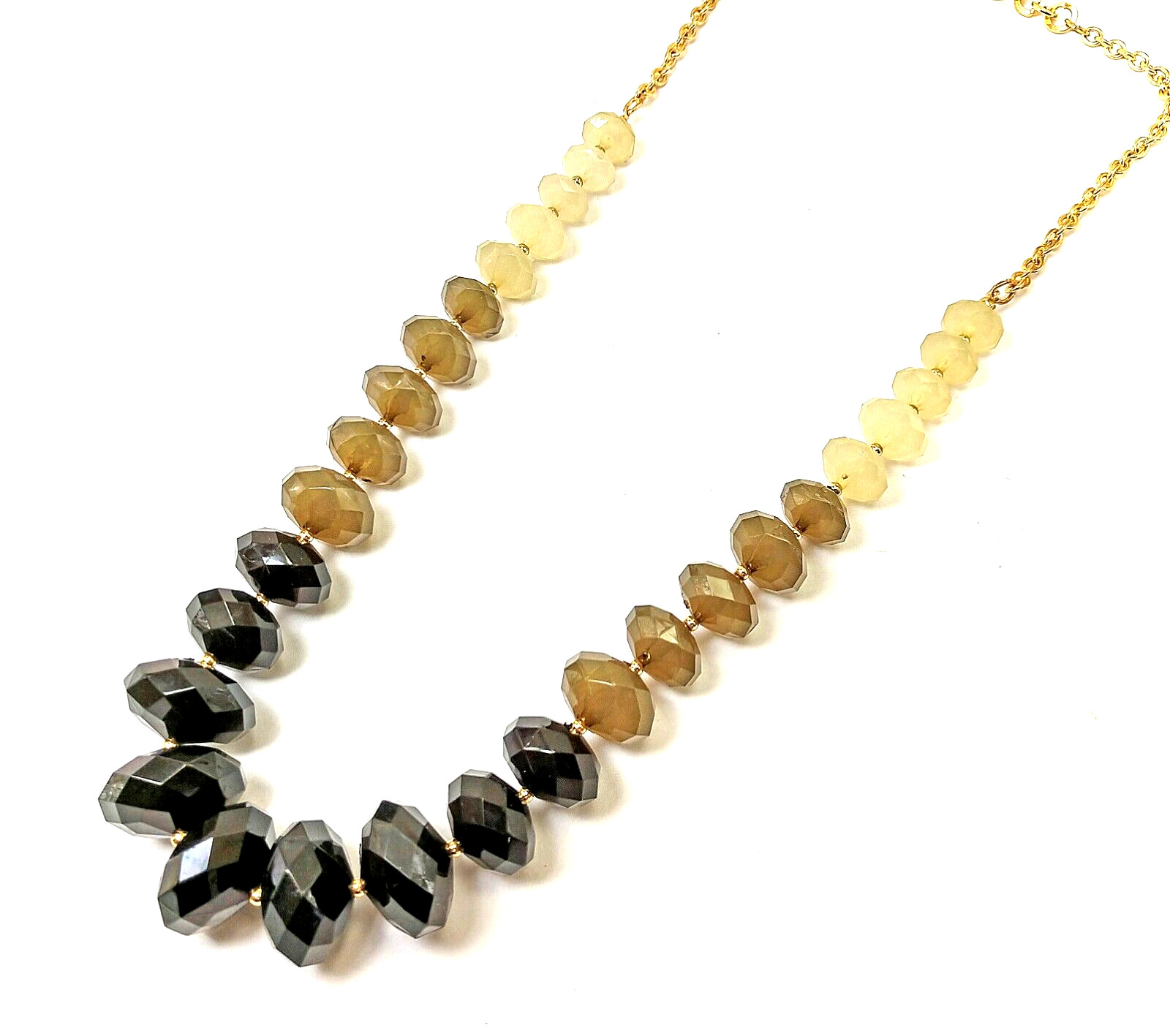 Multi Color Black, Grey, and Off White Large Bead Necklace Fashion Neck – NEW