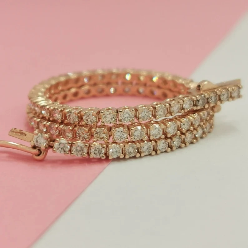 14k Yellow Gold Women’s Propose tennis Bracelet 6.60CT Round Cut Natural Diamond