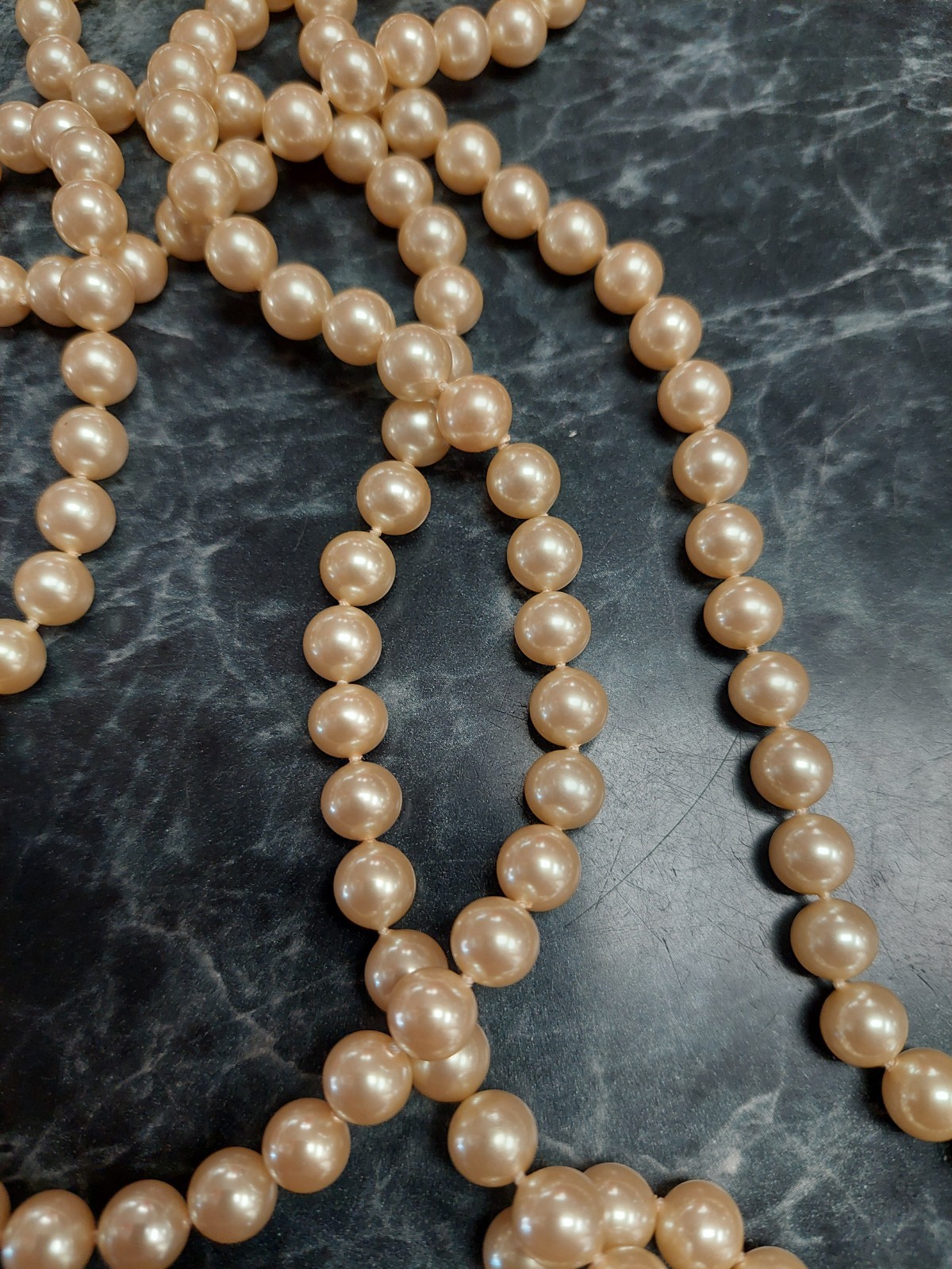 Stunning Vintage 8mm 46″ Perlas Velina Reina Mallorca Faux Pearls Opera Length