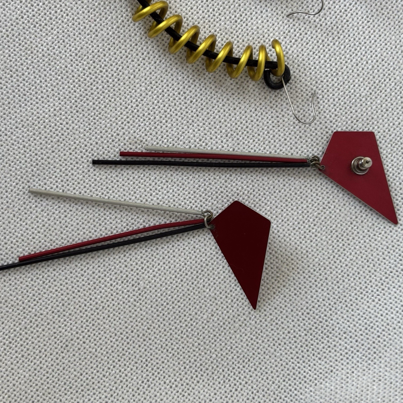 Set Of 4 Pairs Of Aluminum Dangle Earrings Artisan Made 1980’s