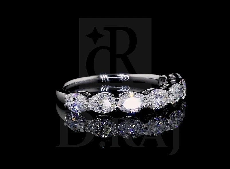 5.00 Ct Oval Cut Natural Diamond 14K White Gold Eternity Engagement Band Ring