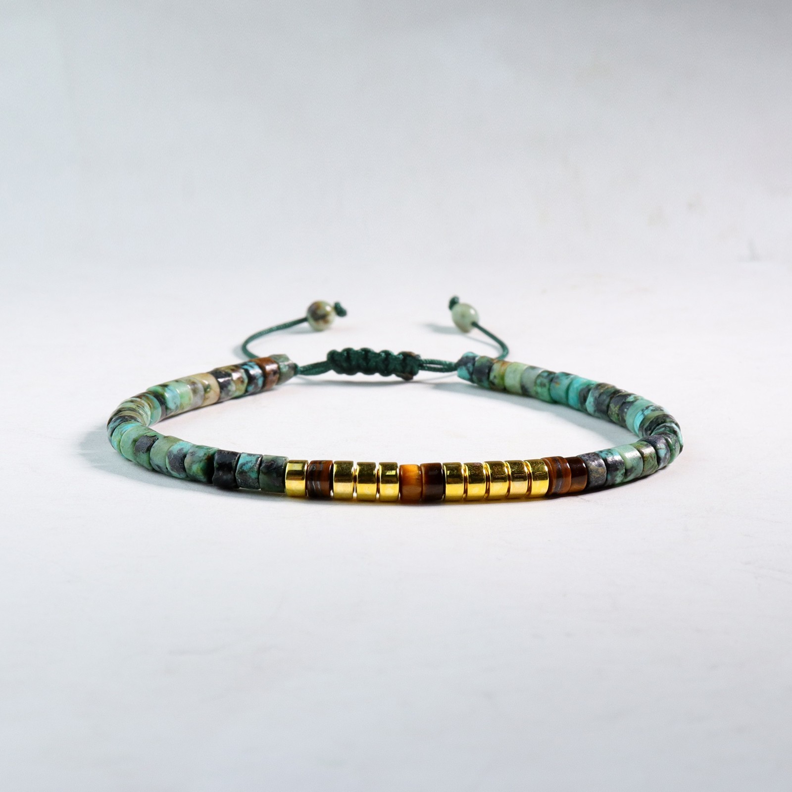 LET THEM Tiger Eye Turquoise Tube Stone Bracelet Morse Code Dainty Healing Gift