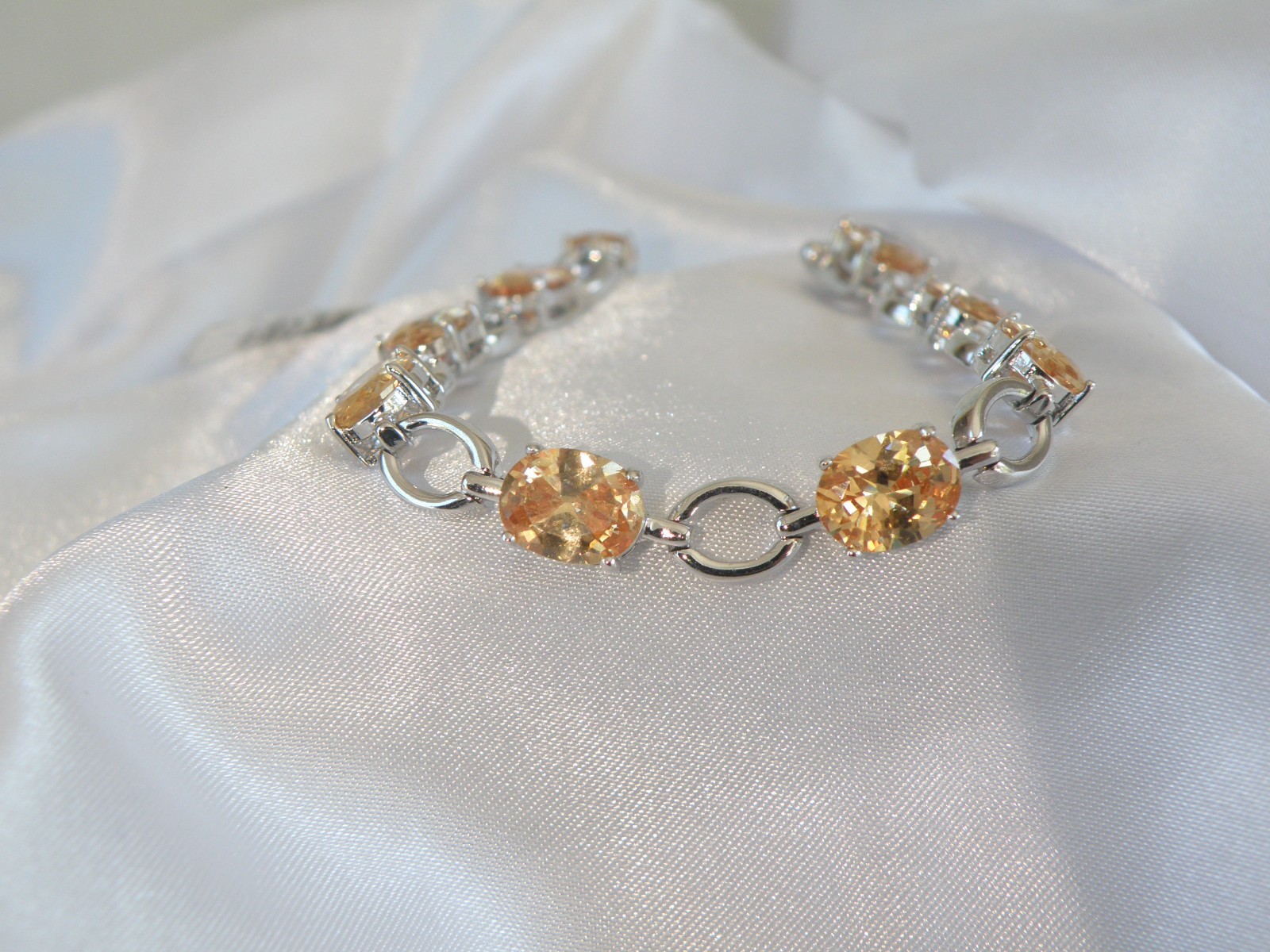 Ross Simons Sterling Silver 925 Gemstone Tennis Station Bracelet Fits 7″