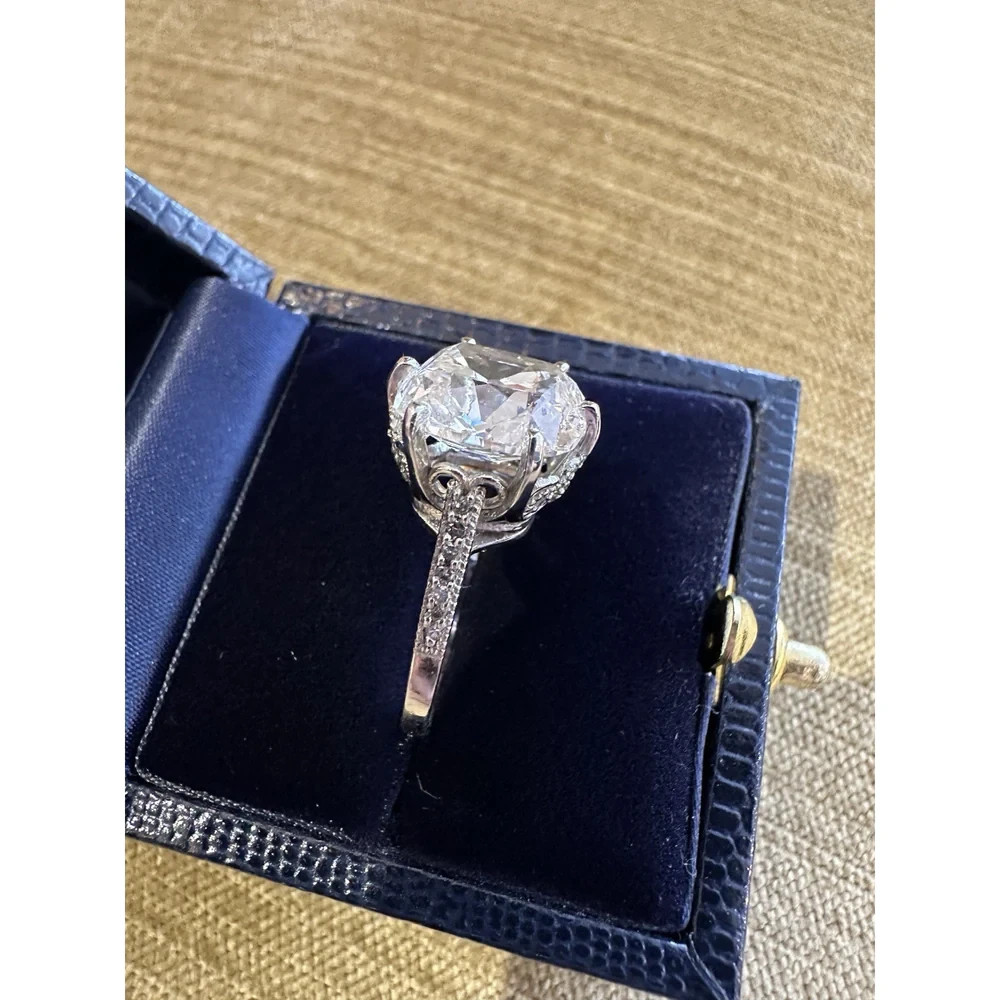 Cushion Cut 6.90 Carat Lab Grown Diamond Ring for Engagement in 14K White Gold