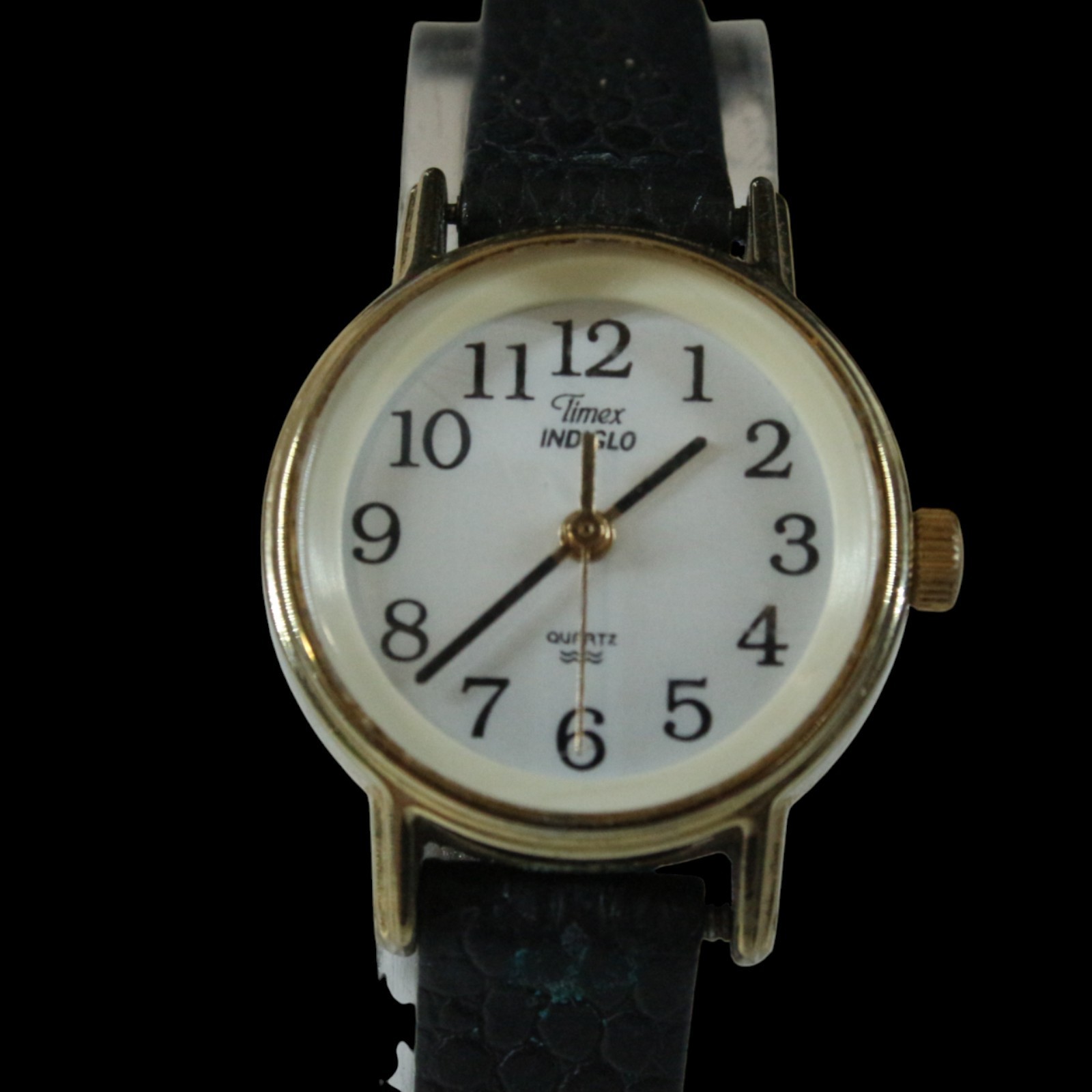 Timex Watch Lot Indiglo Easy Reader Gold & Black Leather Vintage MOP Pearl Work