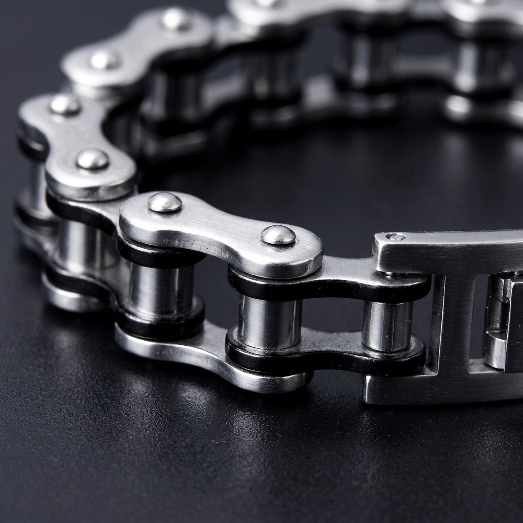 Stainless Steel Bike Chain Bracelet Mens Biker Jewelry Heavy Duty Link Bracelet
