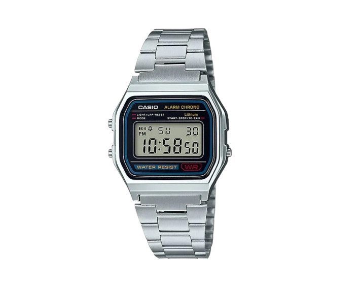 CASIO Vintage Digital Watch A158WA-1 Silver Steel Retro 80s Genuine Brand New