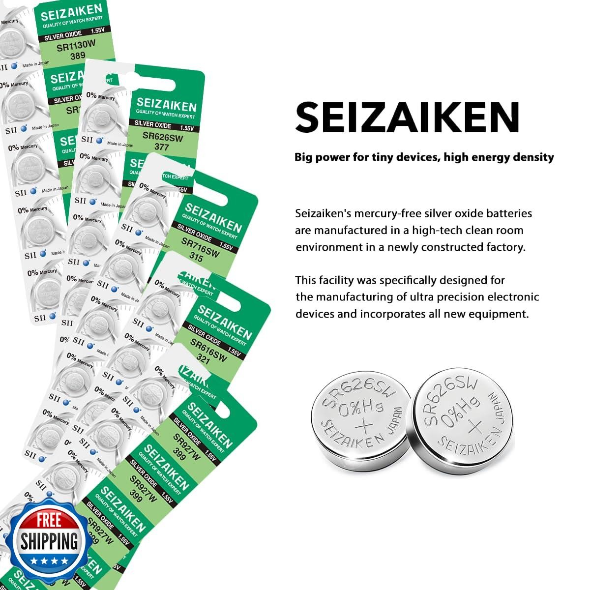 Seizaiken 315 SR716SW 1.55V 0% Hg Silver Oxide Watch Battery (20 Batteries) M