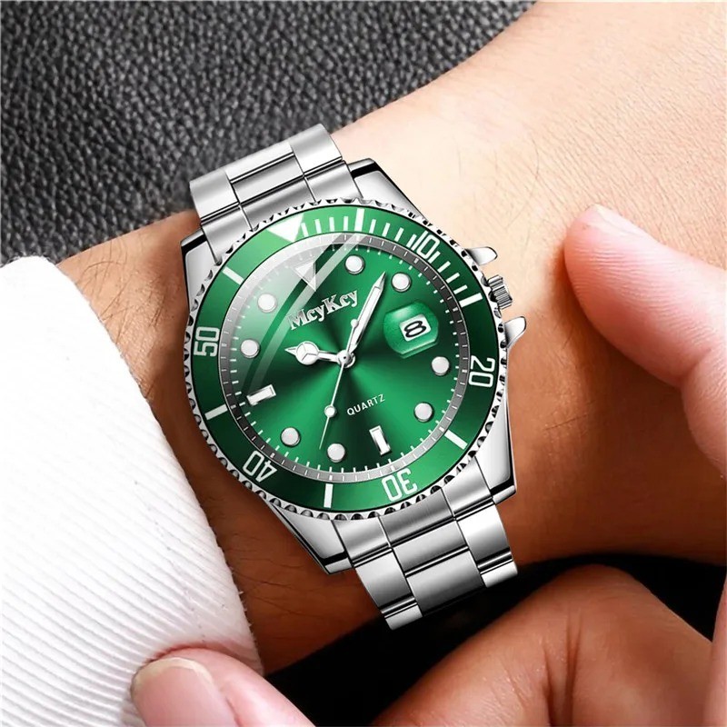 Luxury Men’s Business Watch Stainless Steel Band Quartz Calendar Casual Sports W