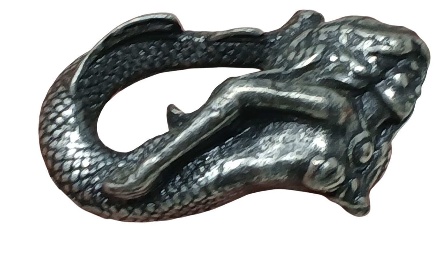 VTG Pewter Mermaid Lapel Hat Pin Dual Brass Clutch Backs 1.5″ Mythical Ocean #G2