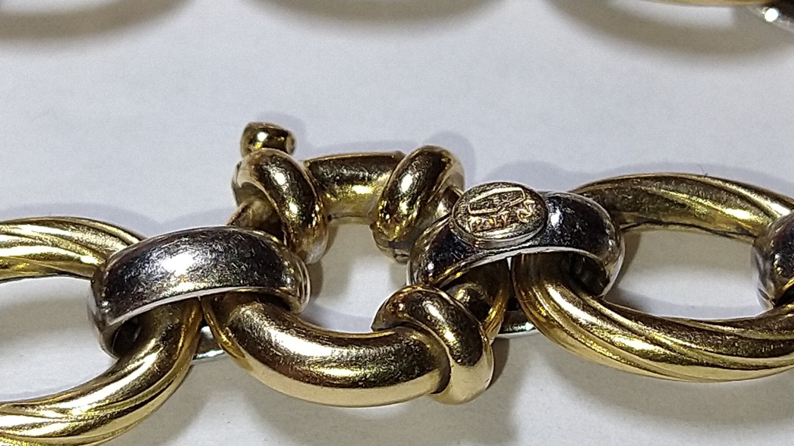 18k white and yellow gold Italian 10.8mm bracelet 20.42 grams – 7.25″