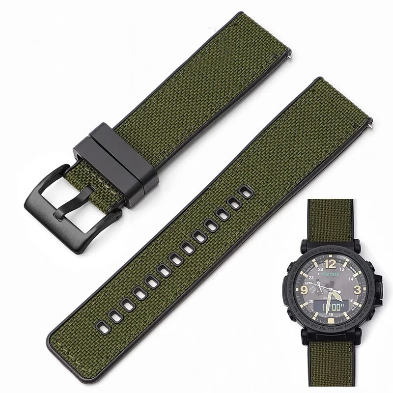Nylon + Rubber Strap For G-SHOCK PRG-600 PRG-650 GA-2000 Watch Band Replacement