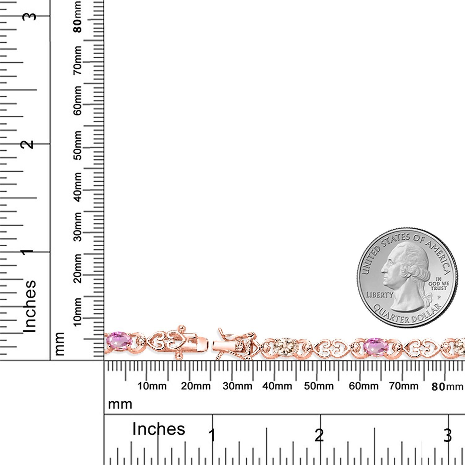 18K Rose Gold Plated Silver Peach Morganite and Pink Sapphire and Lab Grown