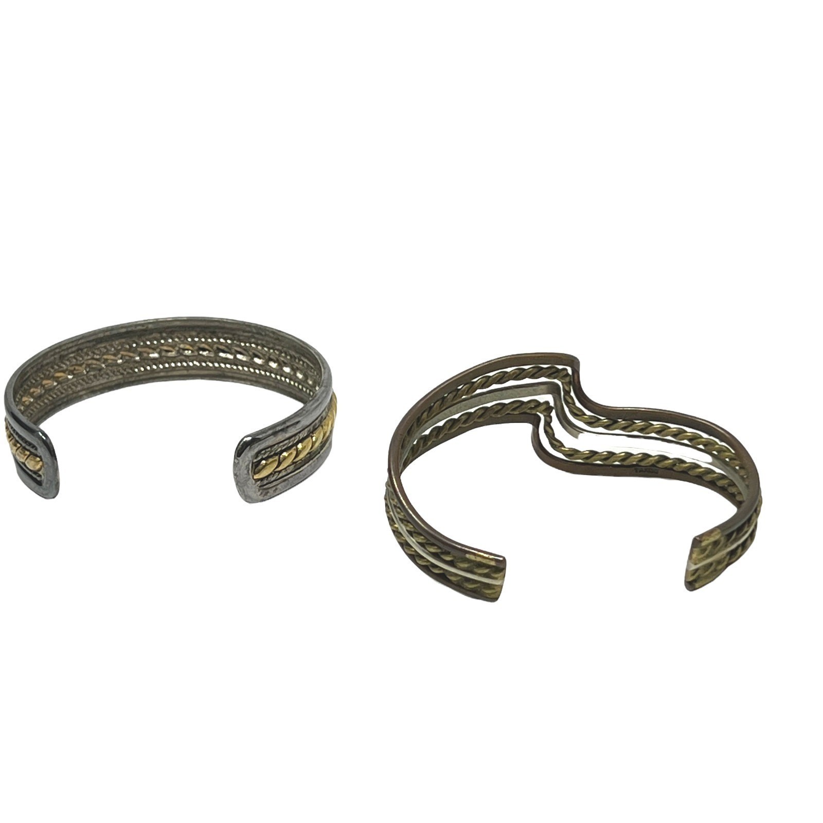 Metal Bracelets Multi Color Silver Gold Copper Tone Cuffs Lot of 2