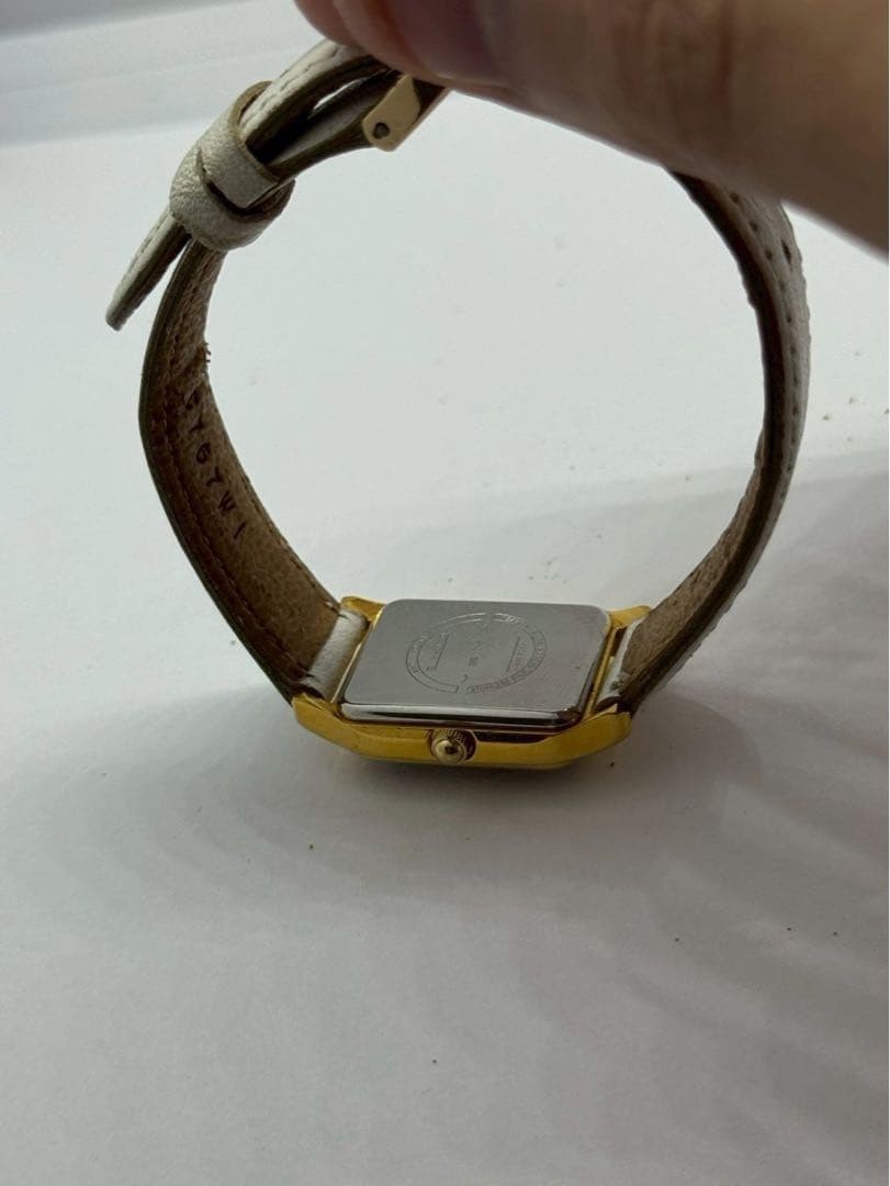 YEMA Wristwatch Watch Square Gold White Dial Roman Numerals Quartz No Box r#