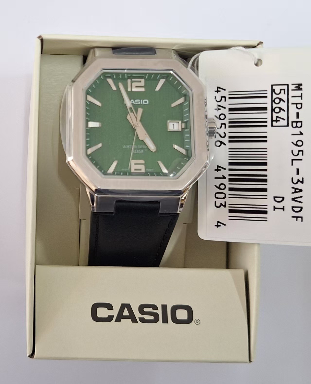 CASIO MTP‑B195 Series MTP-B195L-3AV Green Dial Analog 38 mm New Men’s Watch