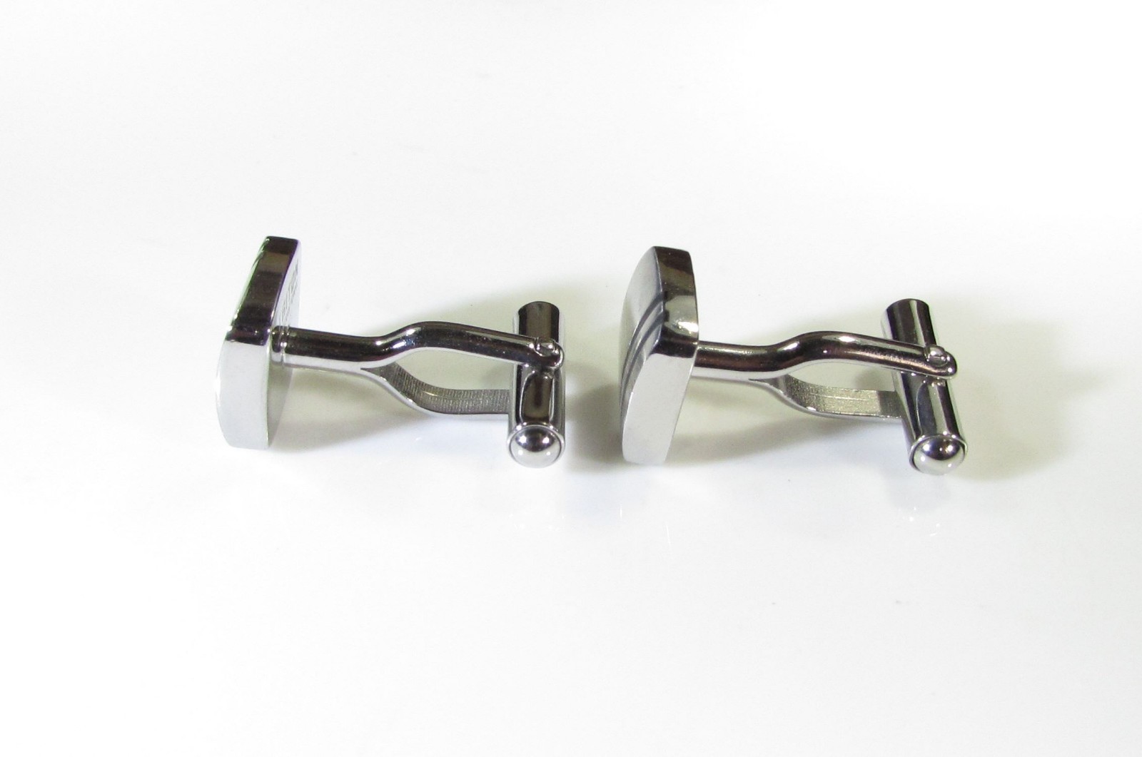 Triton Stainless Steel Cufflinks with Enamel Black Stripes