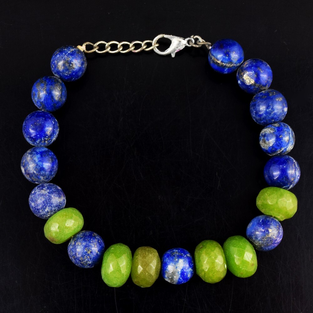 Wonderful Lapis Lazuli & Green Garnet 157.00 Cts Beaded Bracelet VK 31 E569