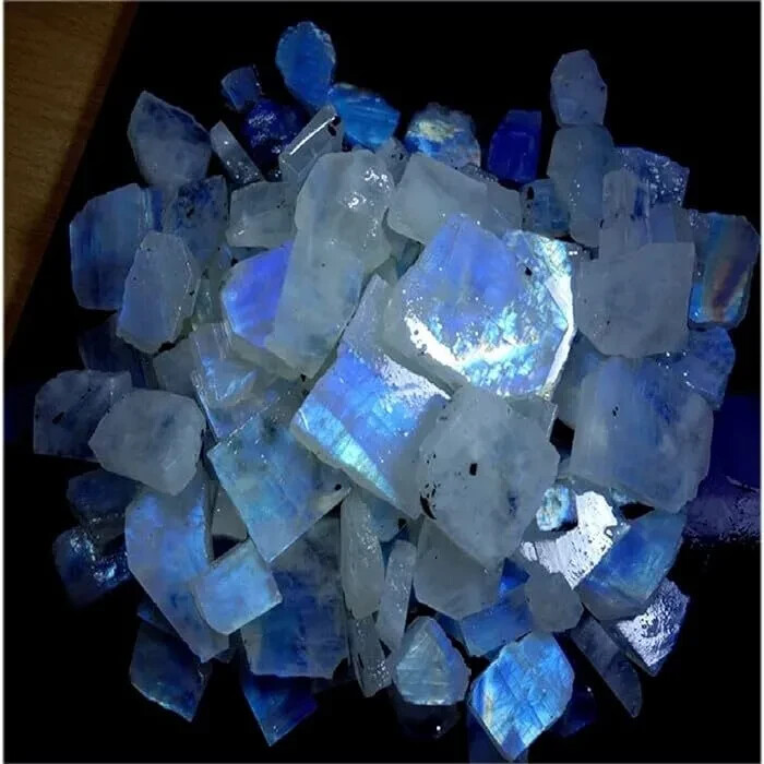 100% Natural Blue Rainbow Moonstone Facet Rough Specimen Old Stock Rough