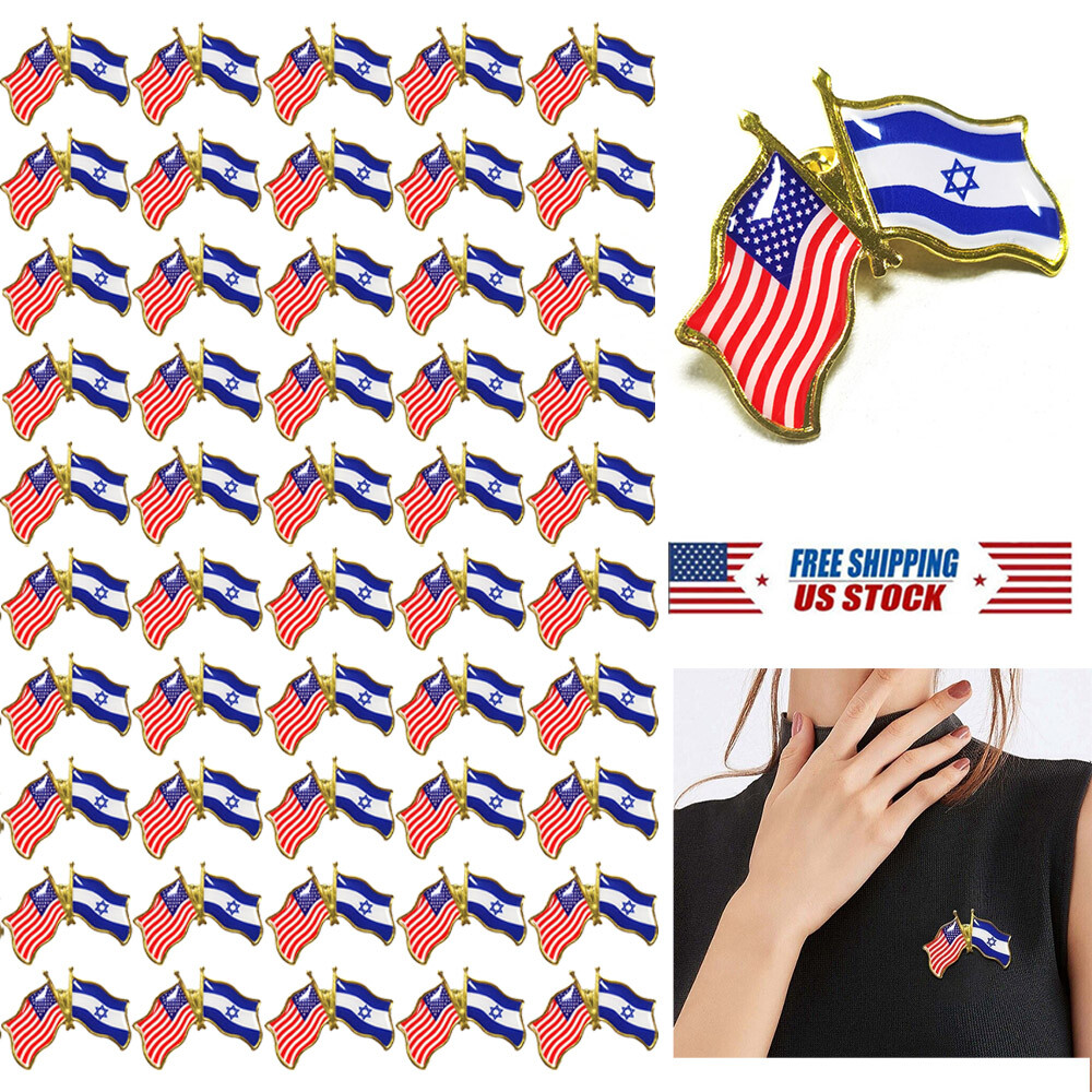 Pack of 10/20/30/50 USA American&Israel Friendship Flag Bike Hat Cap lapel Pin