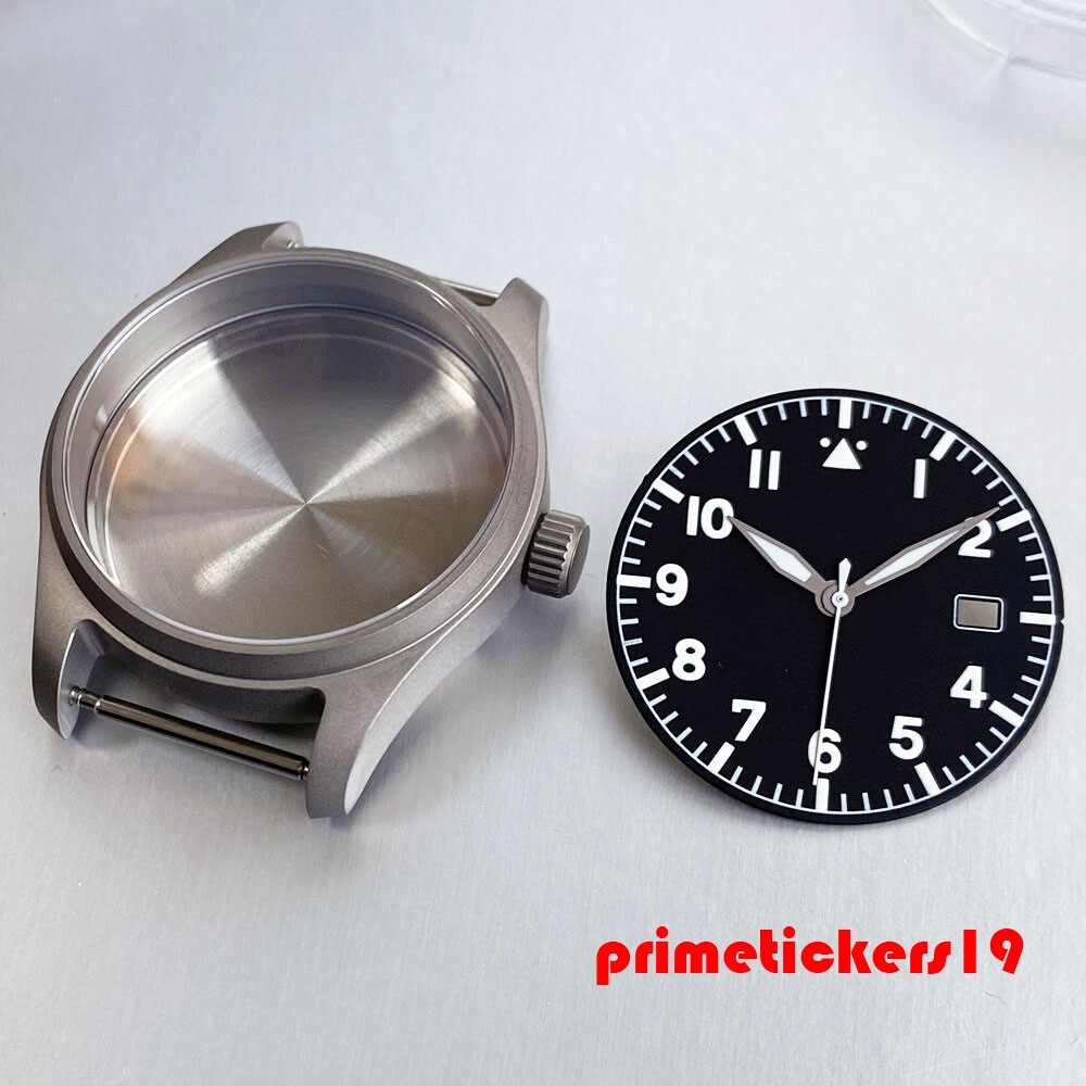 39mm Pilot Titanium Dive Watch Case+Dial Hands Set Mod Parts Fit NH35 NH36 NH38