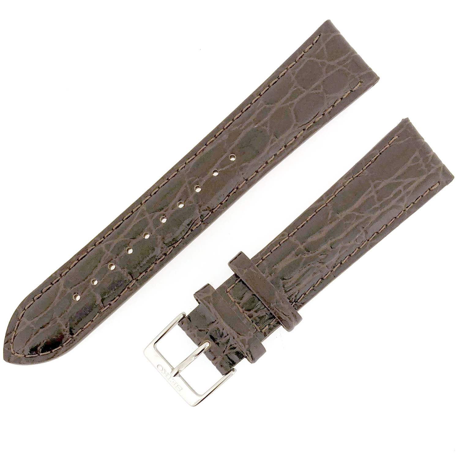 SEIKO Leather Strap Brown Black 20mm Factory Original Watch Band spring bars