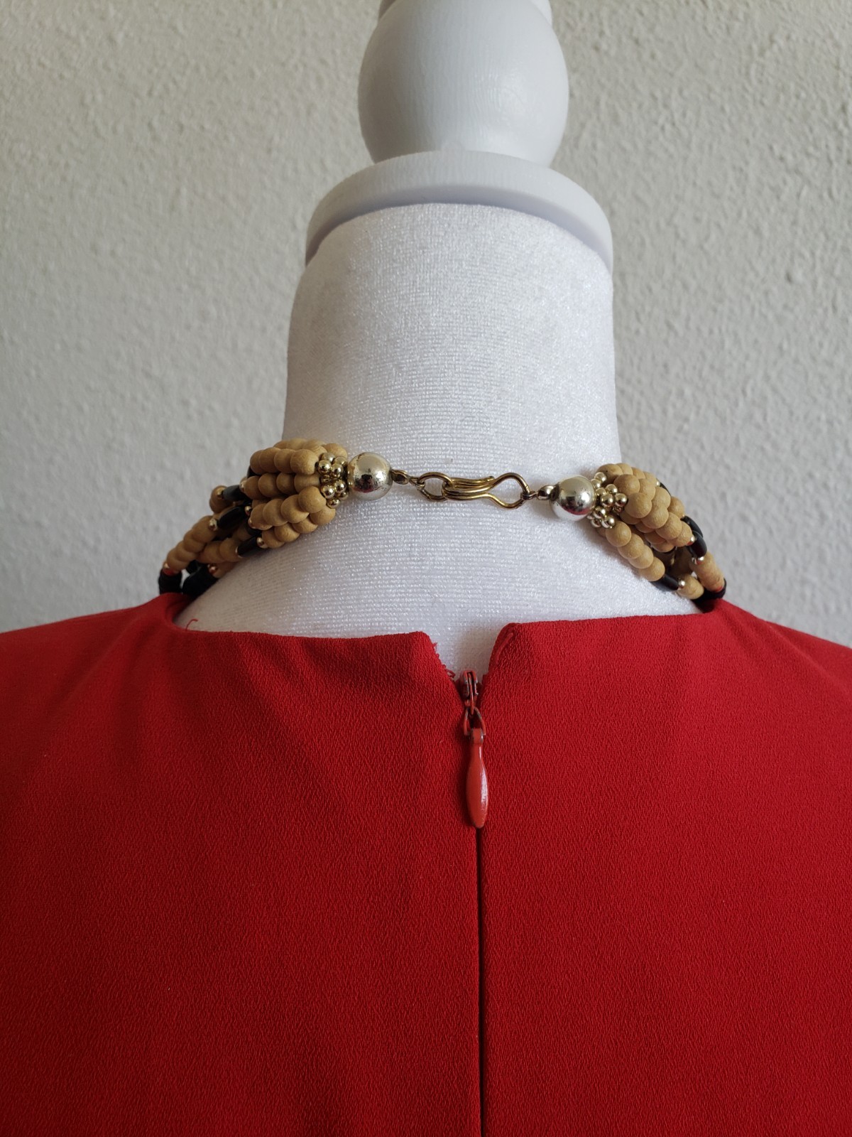 Boho Necklace Wood Plastic Metal Bead Pearl Round Pendant Made In Philippines .