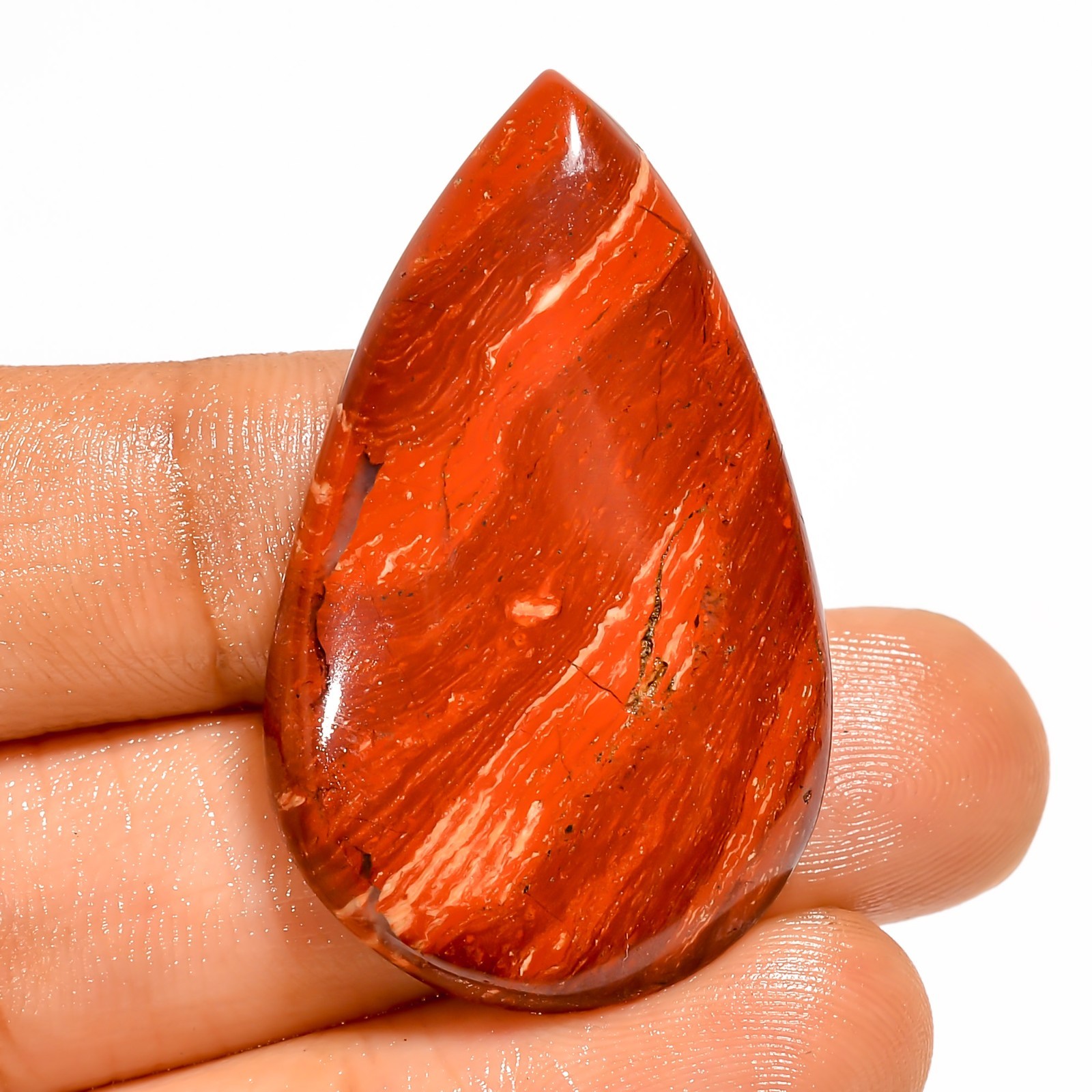 50.5 Ct Natural Snakeskin Jasper Pear Shape Cabochon Loose Gemstone 38X23X5 mm