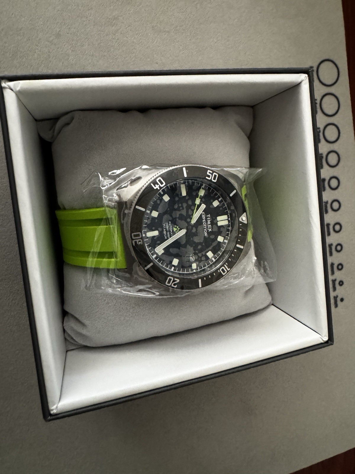 Timex Expedition Pioneer Titanium Automatic Watch w/ Lime Green Strap, New