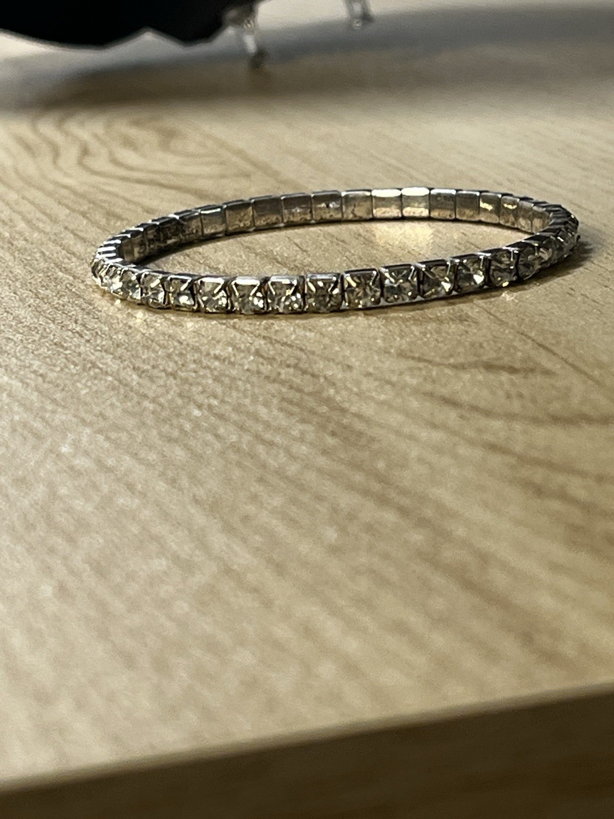 Vintage Silver-Tone Rhinestone Expansion Bracelet with Prong-Set Stones