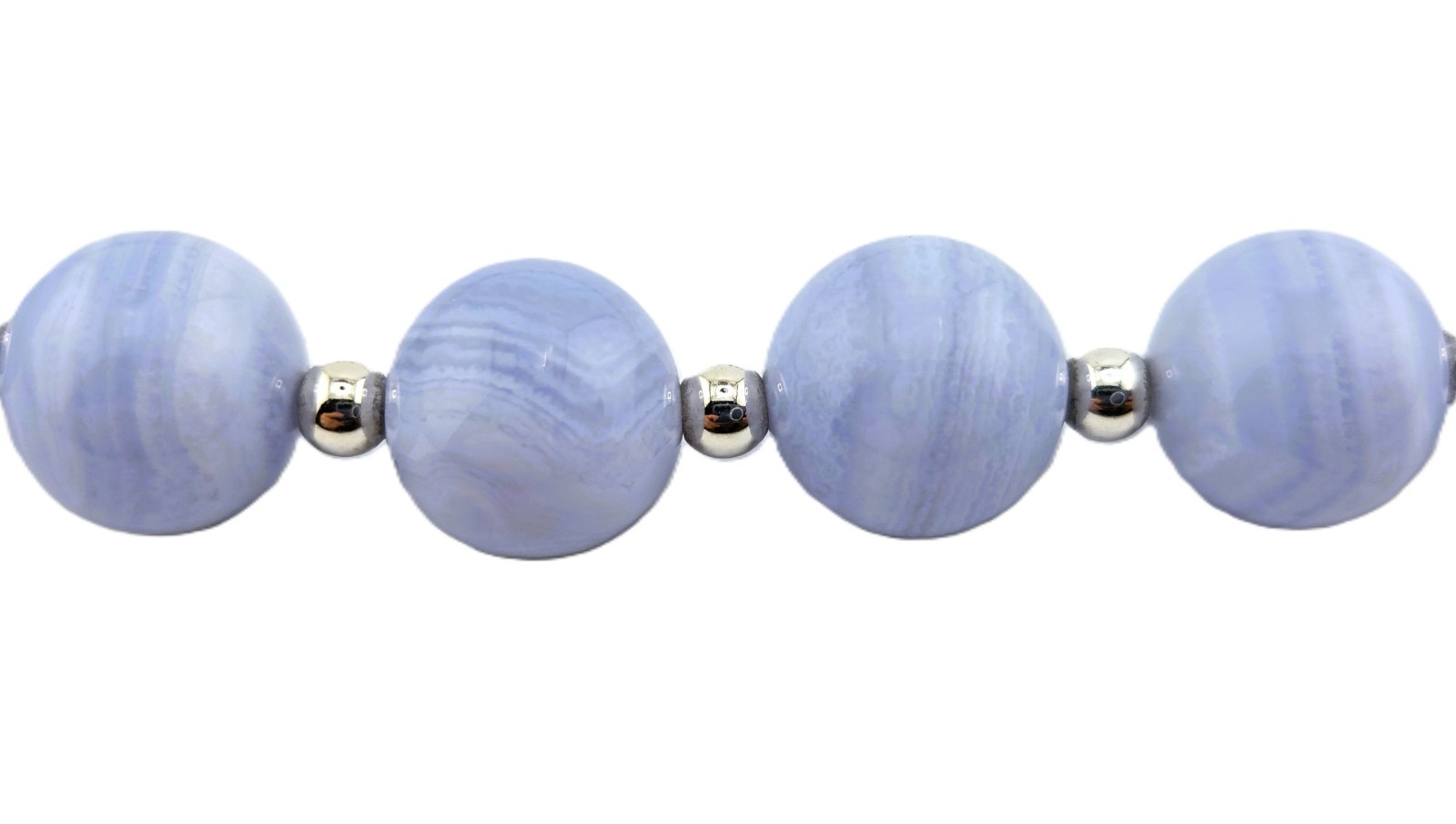 Milor Italian Necklace Blue Lace Agate 18″ Sterling Silver Magnetic 3016