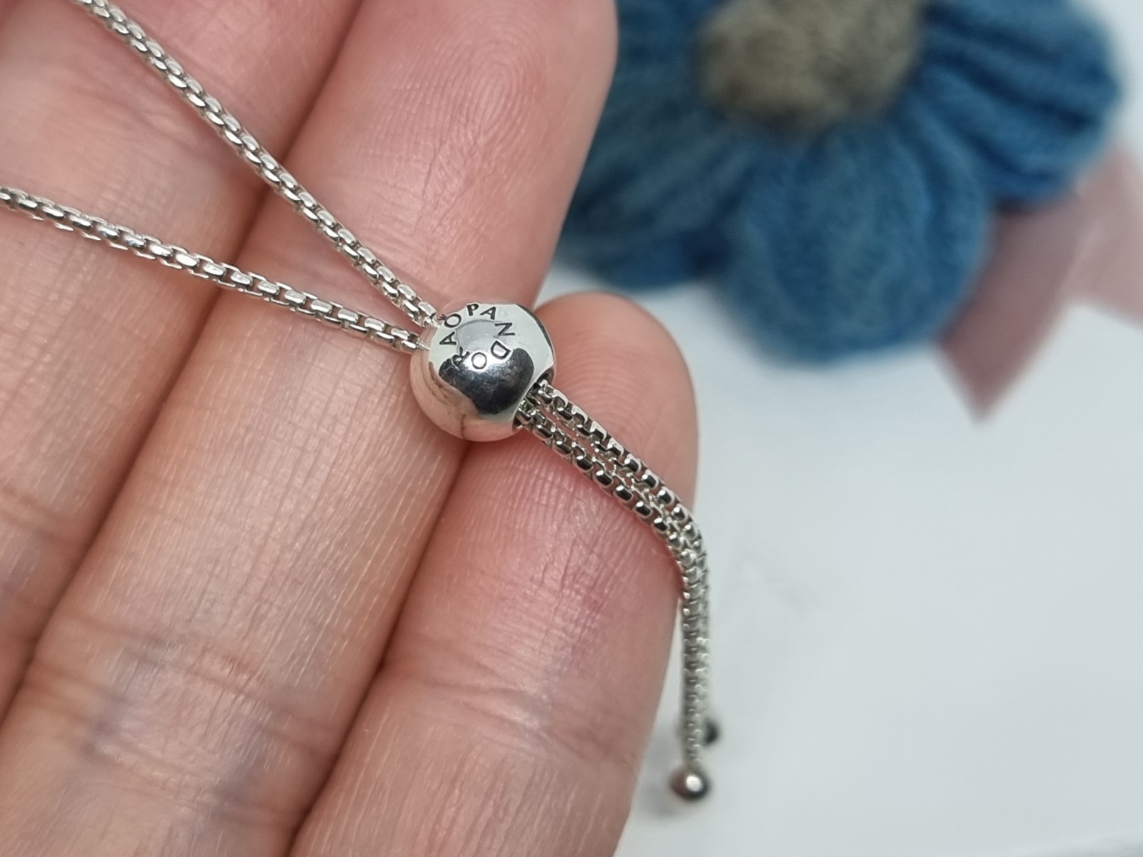 NEW Genuine Pandora Silver Round Sparkle Slider Bracelet Size 2 25cm 💕 BOXED