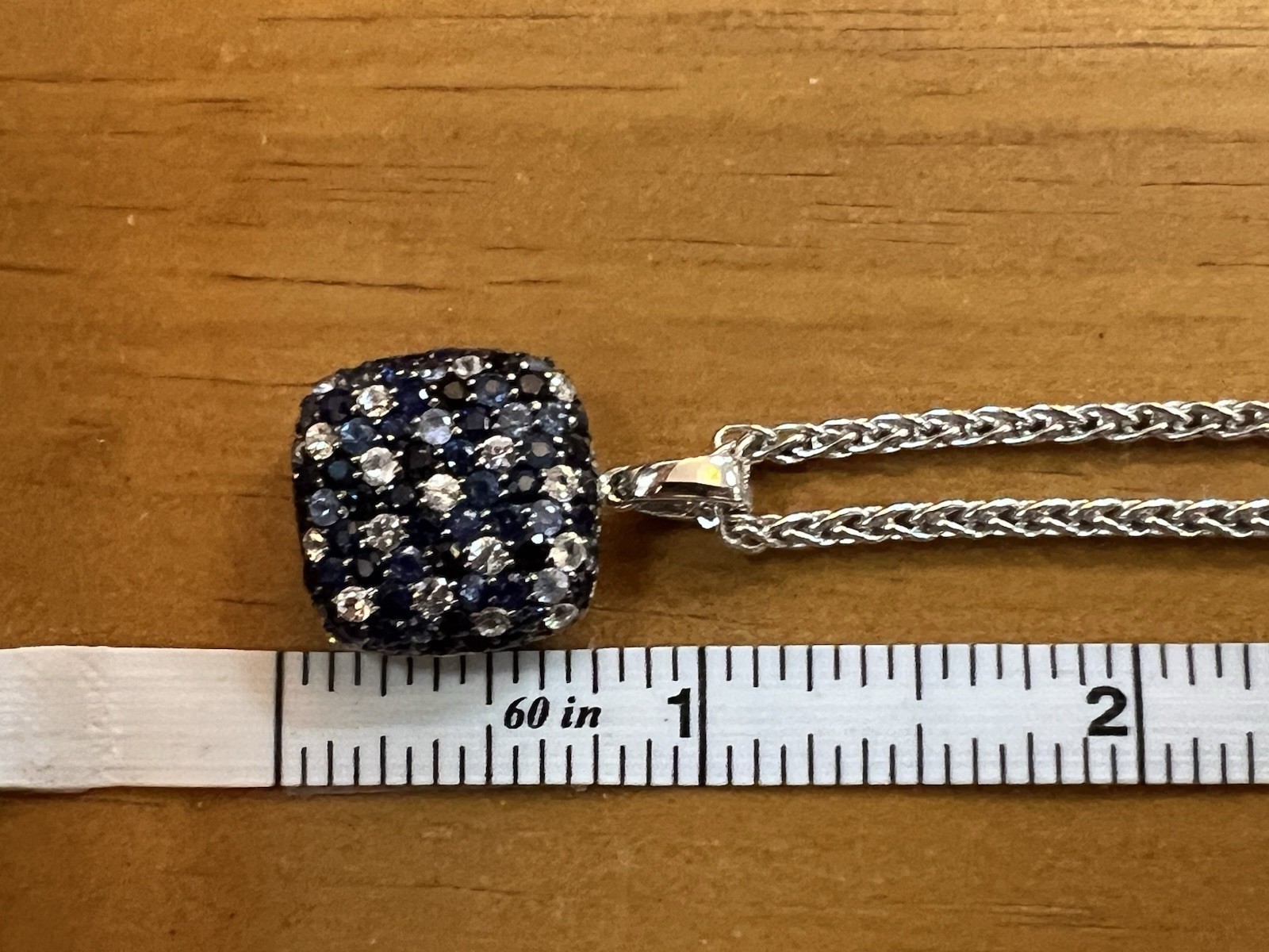 Effy Blue Splash Sapphire Sterling Silver Pendant Necklace Wheat Chain