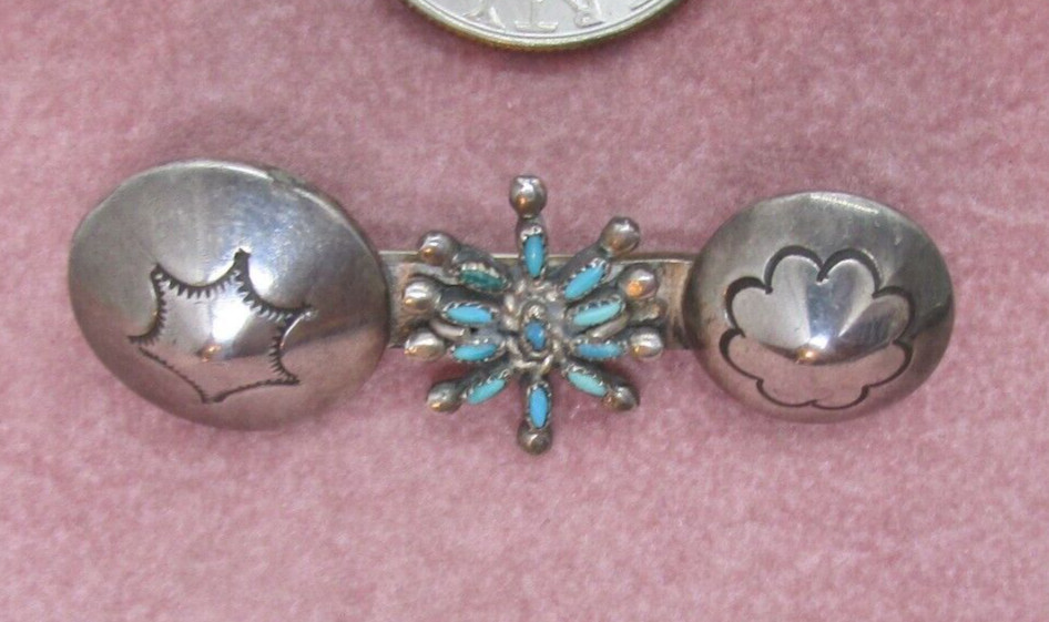 VTG SW N A NEEDLEPOINT TURQUOISE BROOCH /BUTTONS STERLING– NEW PRICE–