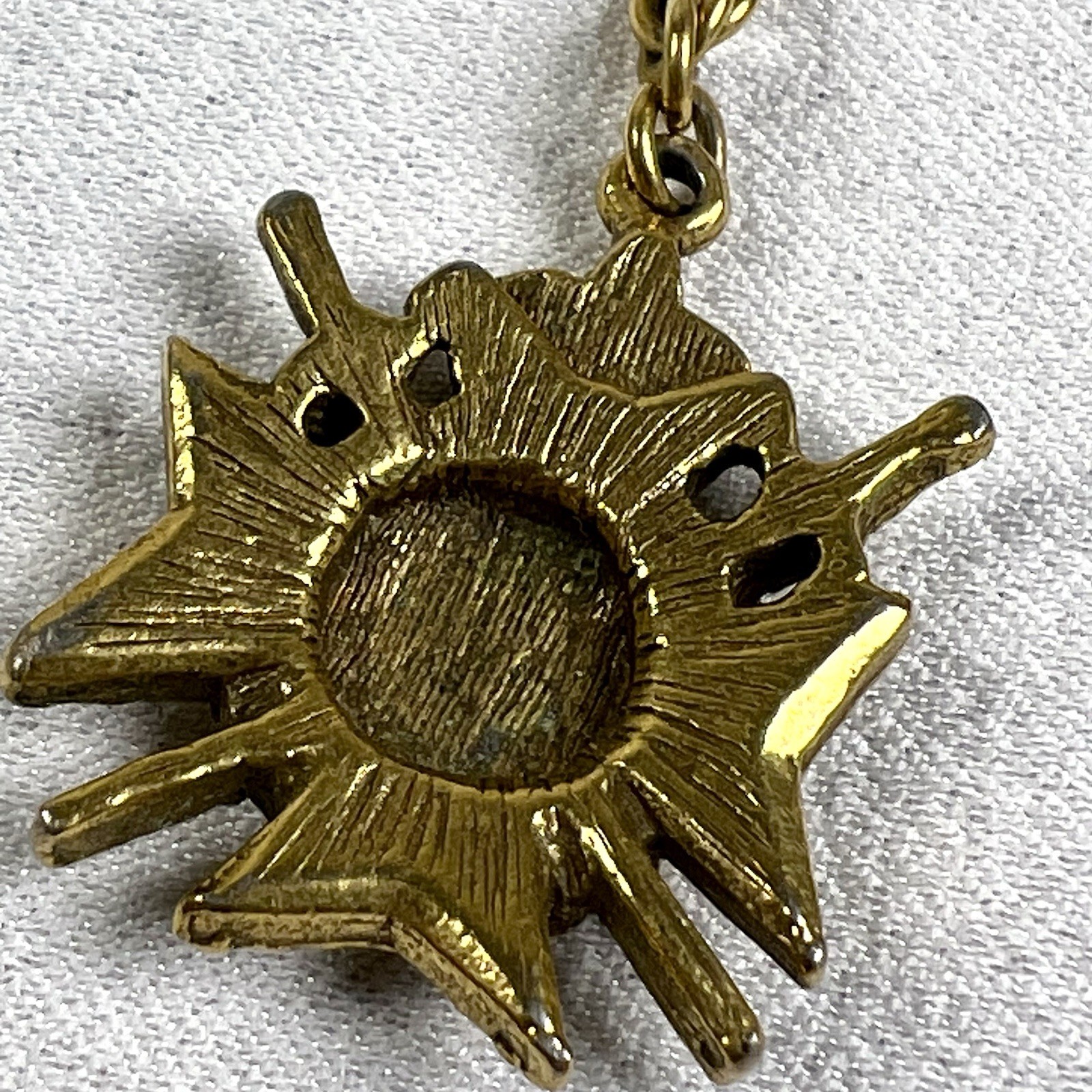 VTG Coro Chatelaine Brooch Gold Fleur de Lis Shield Eagle Royal Lion Heart Crown