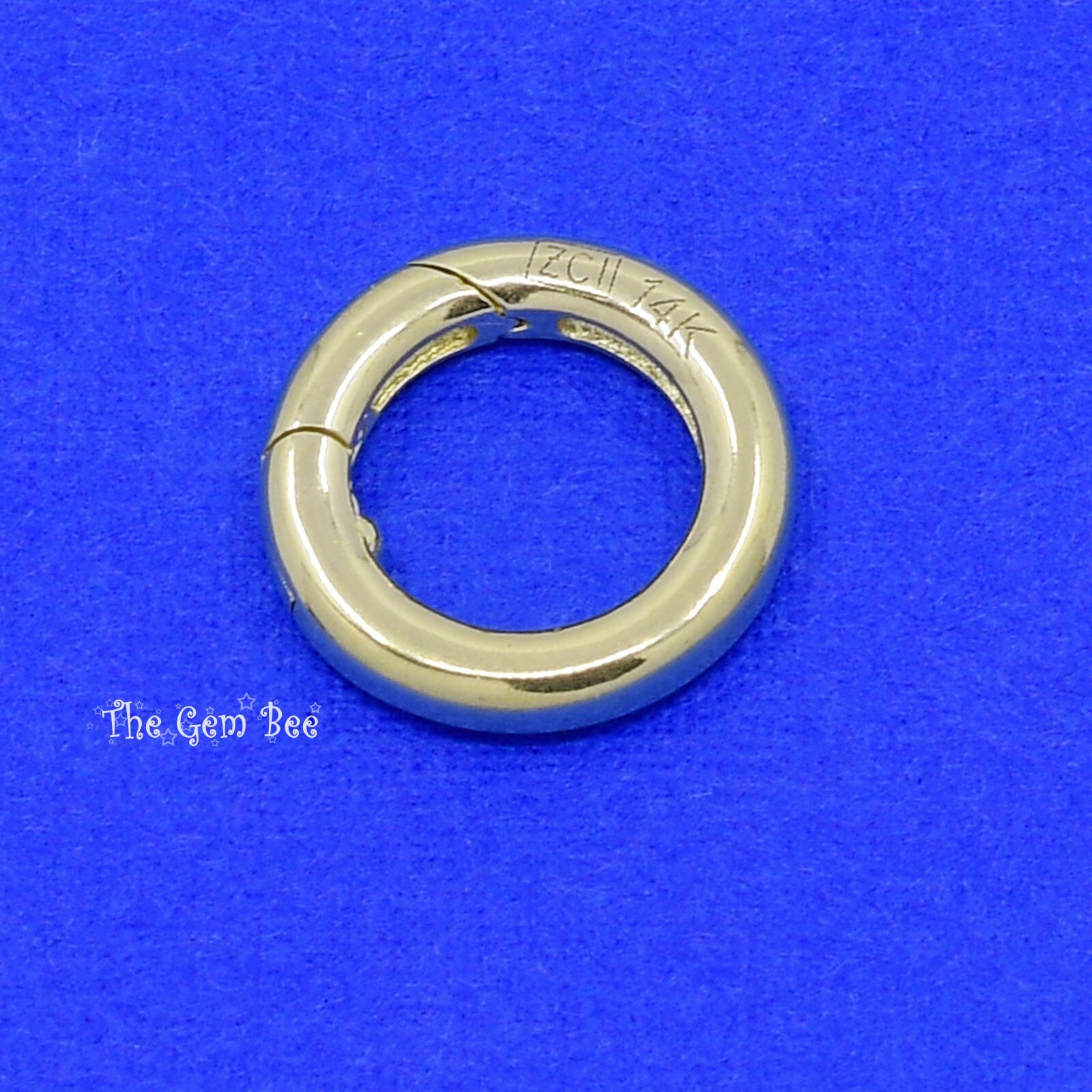 13mm 14k Solid Yellow Gold Large Round Enhancer Push Lock Connector Charm Holder