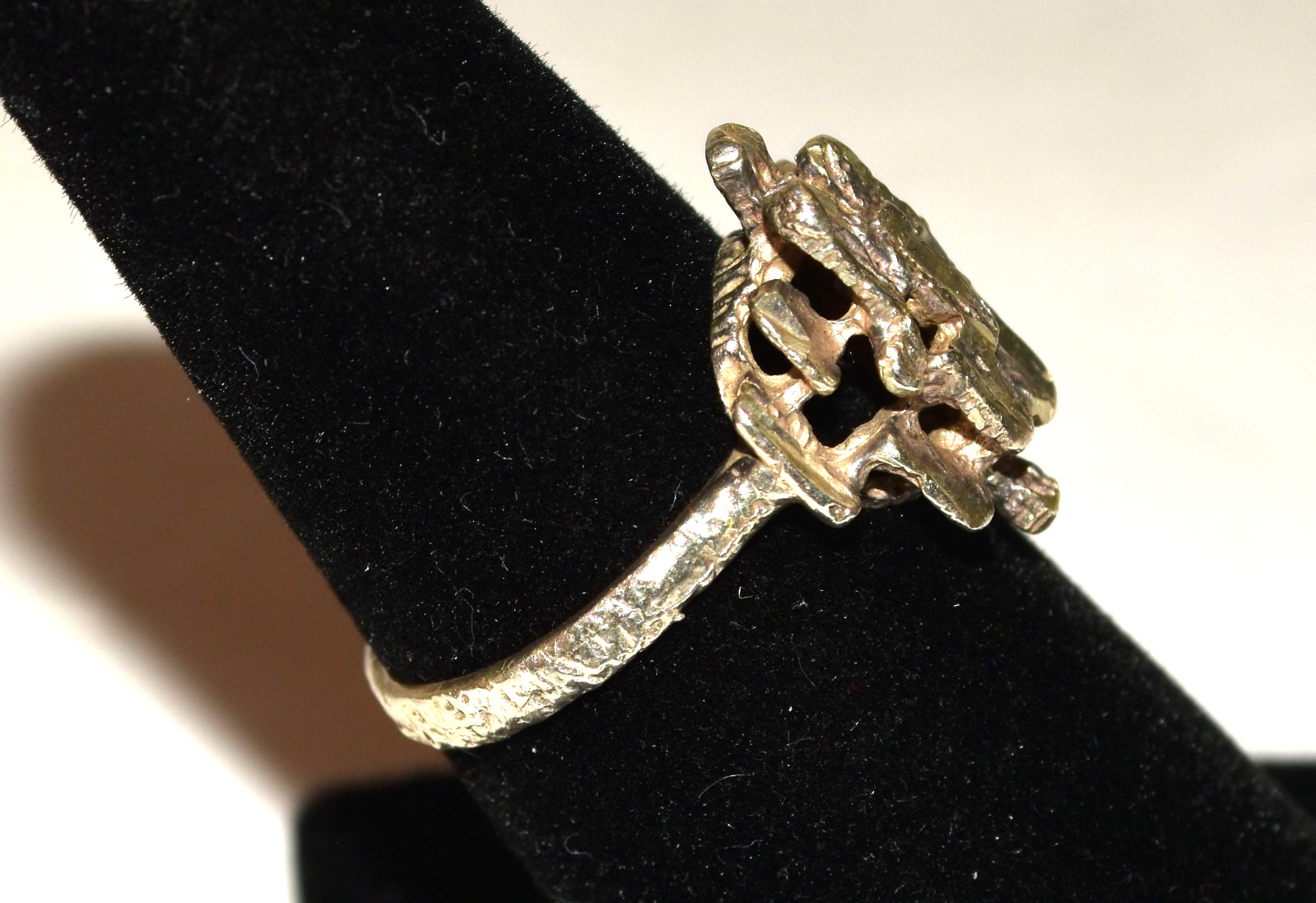 Vintage Geometric Layered Rectangle Cluster Sterling Silver Ring 3.3 Gram Size 7